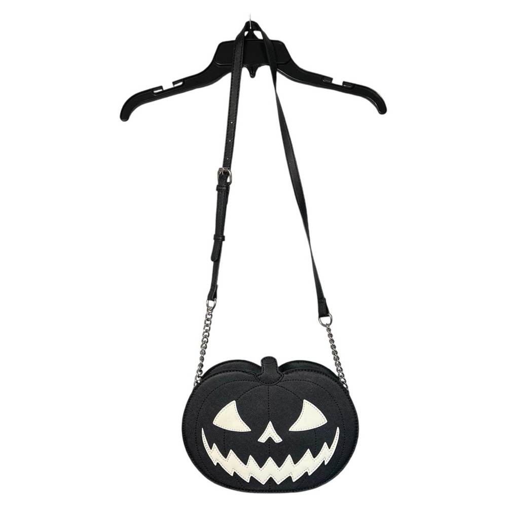 Fine By Me Black Pumpkin Crossbody Bag with Glow in the Dark Face